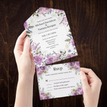 modern watercolor purple floral wedding