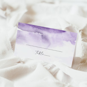 Modern Watercolor   Purple Folded Wedding Place Card