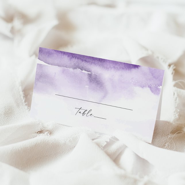 Modern Watercolor | Purple Folded Wedding Place Card (Creator Uploaded)