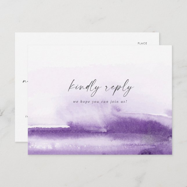 Modern Watercolor | Purple Menu Choice RSVP (Front/Back)