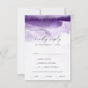 Modern Watercolor   Purple Menu Choice RSVP Card