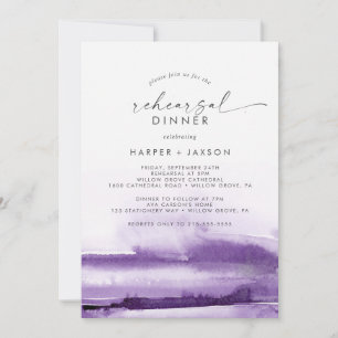 Modern Watercolor Purple Rehearsal Dinner Invitation