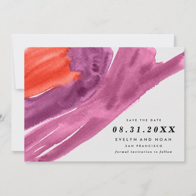 Modern Watercolor Purple Save the Date (Front)