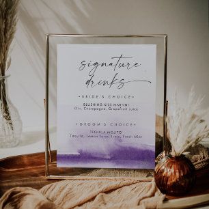 Modern Watercolor   Purple Signature Drinks Sign