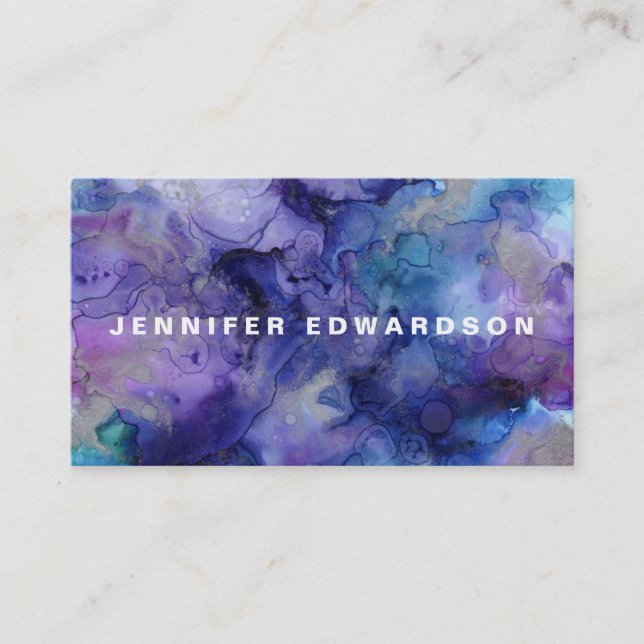 Modern watercolor purple splatter professionaL Business Card (Front)