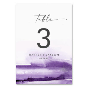 Modern Watercolor   Purple Table Number