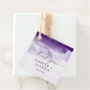 Modern Watercolor Purple Thank You Favour Tags