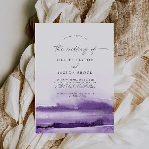 Modern Watercolor Purple The Wedding Of Invitation