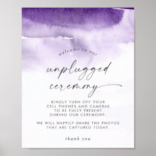 Modern Watercolor   Purple Unplugged Ceremony Sign