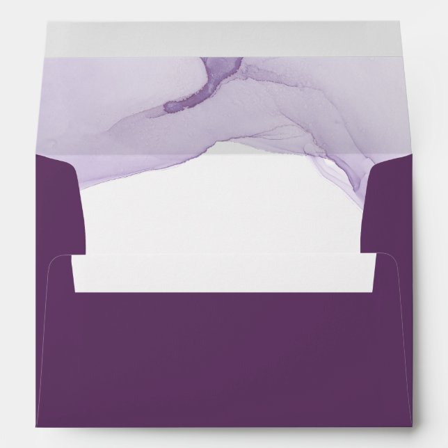 Modern Watercolor Purple Wedding Envelope (Back (Bottom))