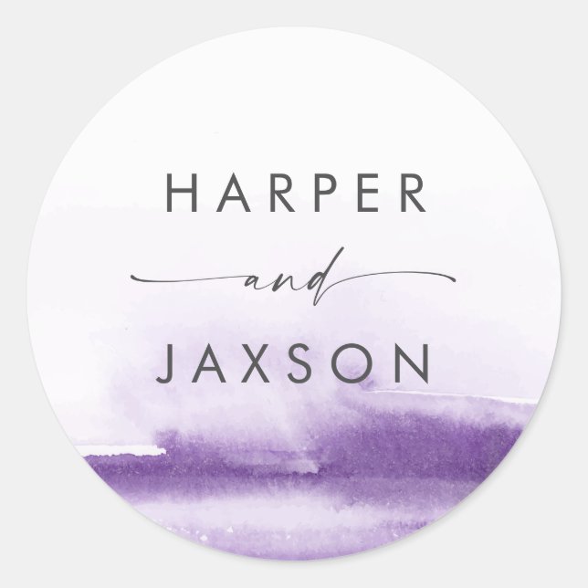 Modern Watercolor | Purple Wedding Envelope Seals (Front)