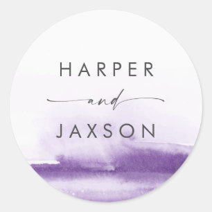 Modern Watercolor Purple Wedding Envelope Seals