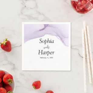 Modern Watercolor Purple Wedding Napkin