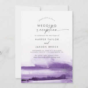 Modern Watercolor Purple Wedding Reception Invitation