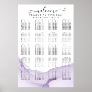 Modern Watercolor Purple Wedding Seating Poster
