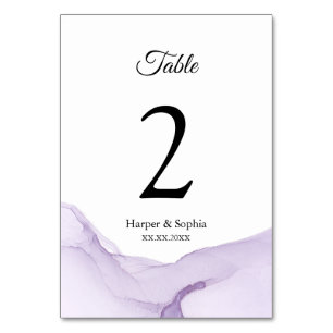 Modern Watercolor Purple Wedding Table Number