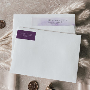 Modern Watercolor   Purple Wedding Wrap Around Label