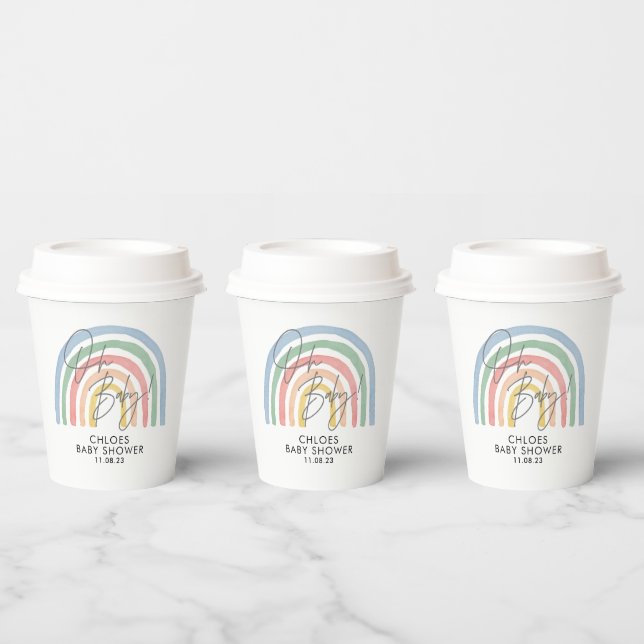 Modern watercolor rainbow colourful baby shower paper cups (Multi)