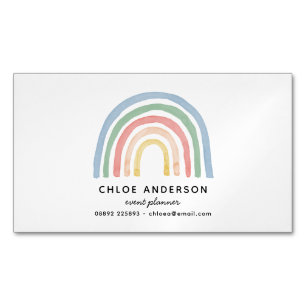 Modern watercolor rainbow cute colorful 	Magnetic business card