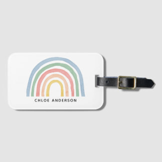 Modern watercolor rainbow cute colourful luggage tag