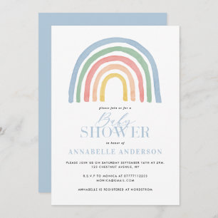 Modern watercolor rainbow stylish baby shower