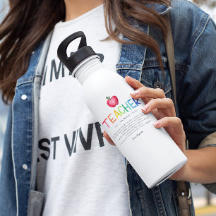 Modern Watercolor Rainbow Teacher Thank You   532 Ml Water Bottle
