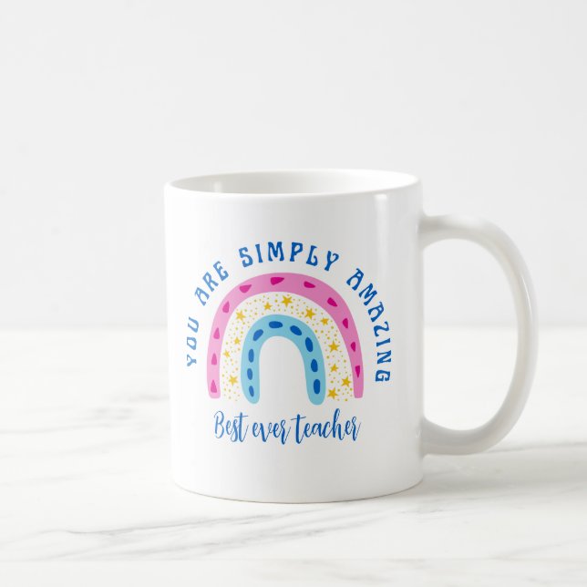 Modern watercolor  rainbow teacher thank you  coffee mug (Right)