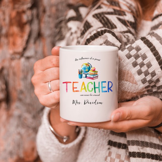 Modern Watercolor Rainbow Teacher Thank You   Coffee Mug (Creator Uploaded)
