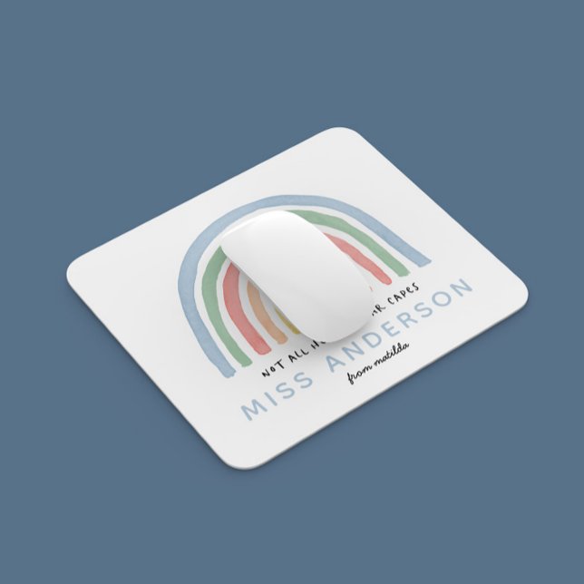 Modern watercolor rainbow teacher thank you gift mouse mat (Creator Uploaded)
