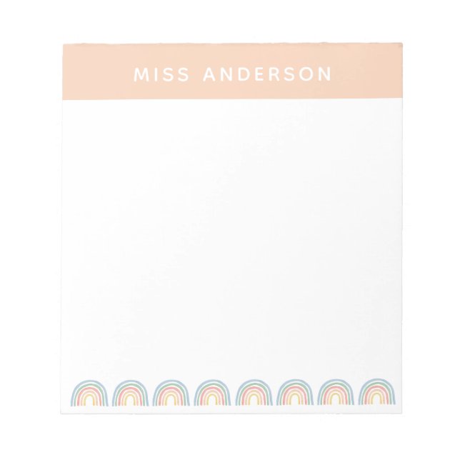 Modern watercolor rainbow teacher thank you gift n notepad (Front)
