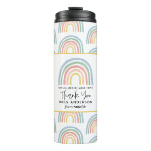 Modern watercolor rainbow teacher thank you gift thermal tumbler