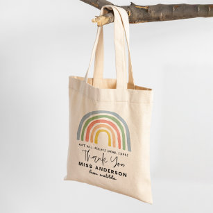 Modern watercolor rainbow teacher thank you gift tote bag