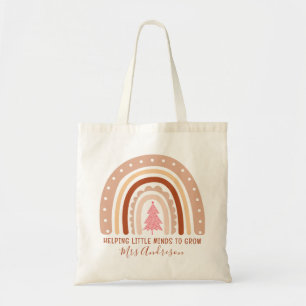 Modern watercolor rainbow teacher thank you gift tote bag
