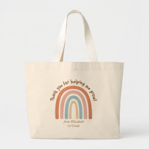 Modern Watercolor Rainbow Teacher Thank you - Large Tote Bag
