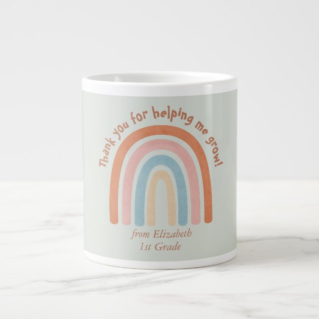 Modern Watercolor Rainbow Teacher Thank You Mug (Front)
