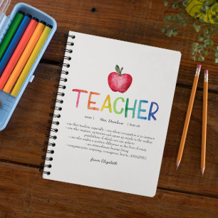 Modern Watercolor Rainbow Teacher Thank You Notebook