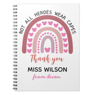 Modern watercolor rainbow teacher thank you  notebook