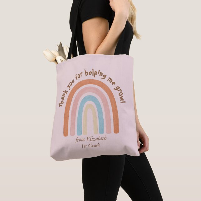 Modern Watercolor Rainbow Teacher Thank you -  Tote Bag (Close Up)