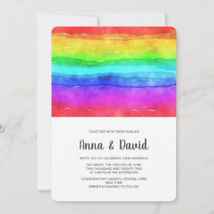 Modern Watercolor Rainbow Wedding Invitation