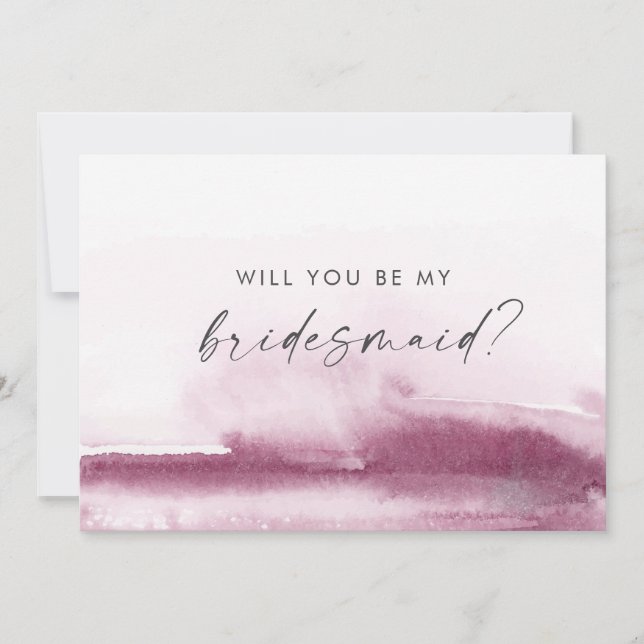 Modern Watercolor | Red Bridesmaid Proposal Card (Front)