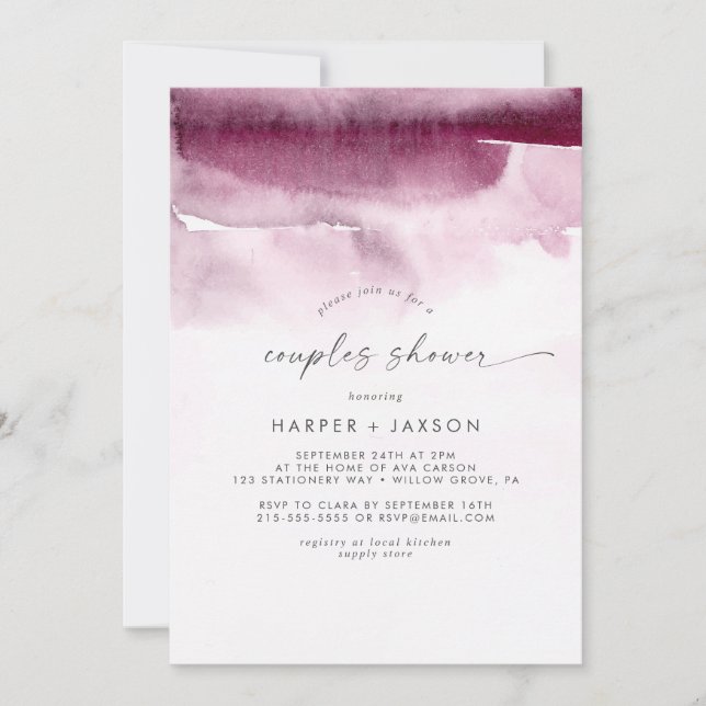 Modern Watercolor | Red Couples Shower Invitation (Front)