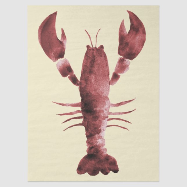 Modern Watercolor Red Cream Lobster Pattern Tissue Paper (Front)