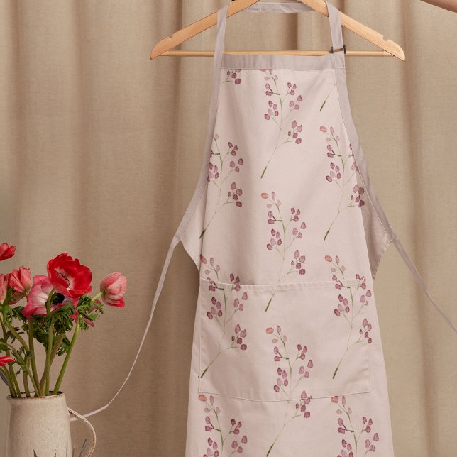 Modern Watercolor Red Flower Pattern Apron (Creator Uploaded)