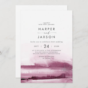 Modern Watercolor   Red Front and Back Wedding Invitation