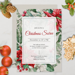 Modern Watercolor Red Green Cute Christmas Party Invitation