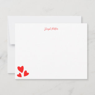 Modern Watercolor Red Hearts Valentine's Day Card
