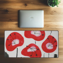 Modern Watercolor Red Poppies Stylish Trendy