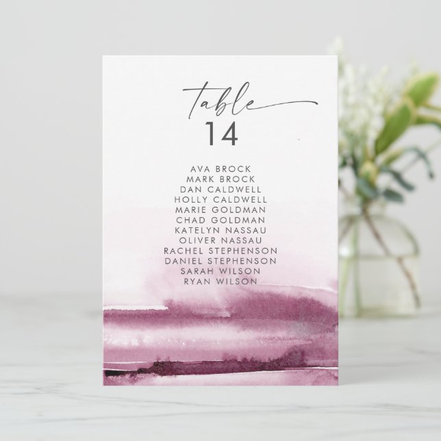 Modern Watercolor | Red Seating Chart Cards (Standing Front)