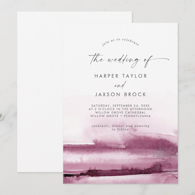 Modern Watercolor | Red The Wedding Of Invitation (Front/Back)