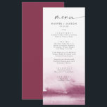 Modern Watercolor | Red Wedding Dinner Menu<br><div class="desc">This modern watercolor red wedding dinner menu card is perfect for a stylish contemporary wedding. The minimalist,  classic and elegant design collection features simple water colour paint brush strokes in pretty jewel tones. This menu can be used for a wedding reception,  rehearsal dinner,  or any event.</div>